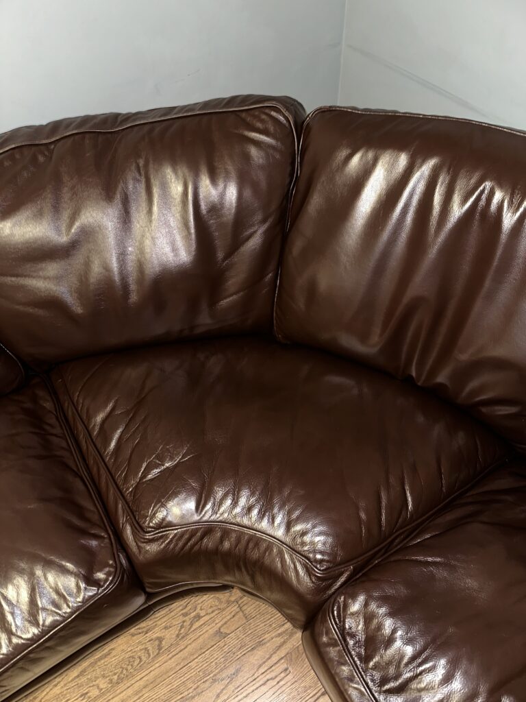 Restored leather furniture set after repair
