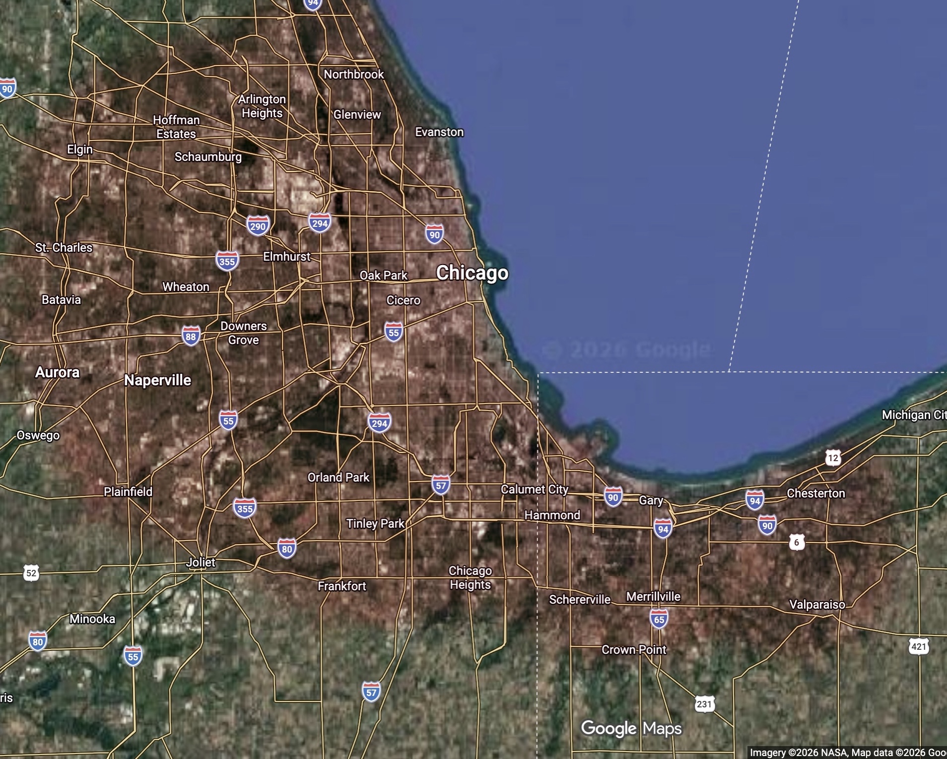 Service area map for Chicagoland and Northwest Indiana