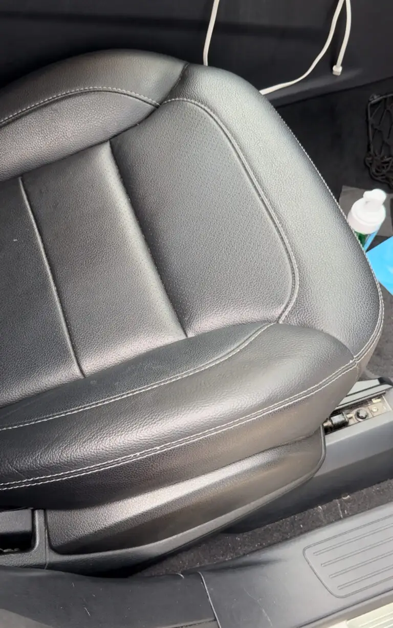 Peeling vinyl car seat repair in progress
