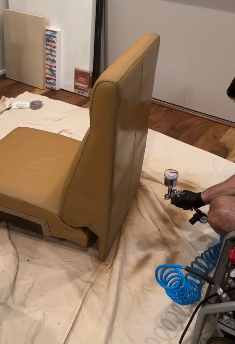 Recliner cleaning and color restoration in progress