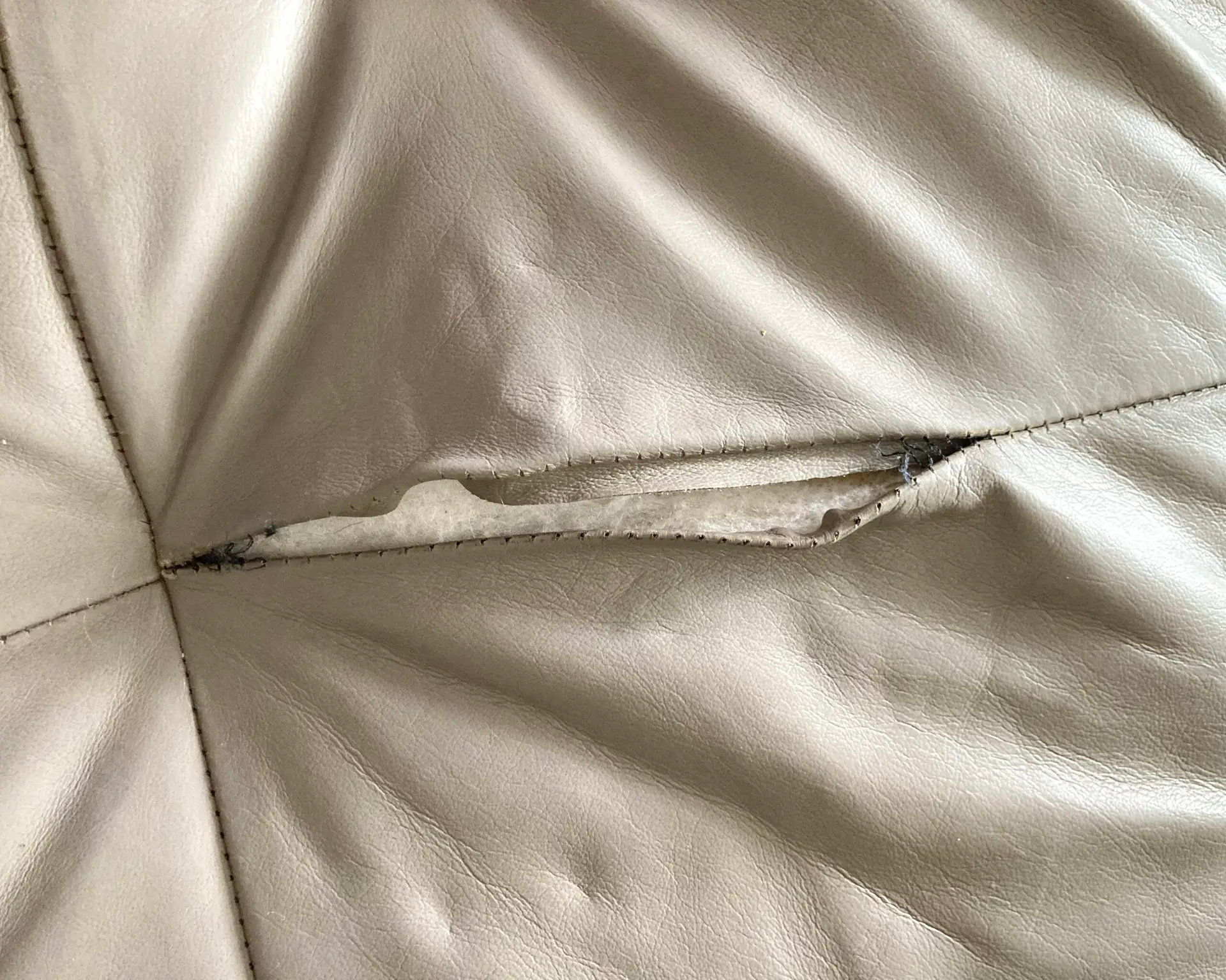 Split seams on leather furniture